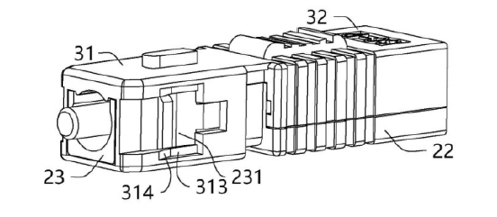 跳線快速連接器于另一個視角下的結(jié)構(gòu)示意圖 - 廣西科毅光通信