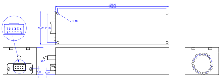 OSW-1×4-Hi 980nm機械式光開關(guān)產(chǎn)品尺寸圖 - 廣西科毅光通信
