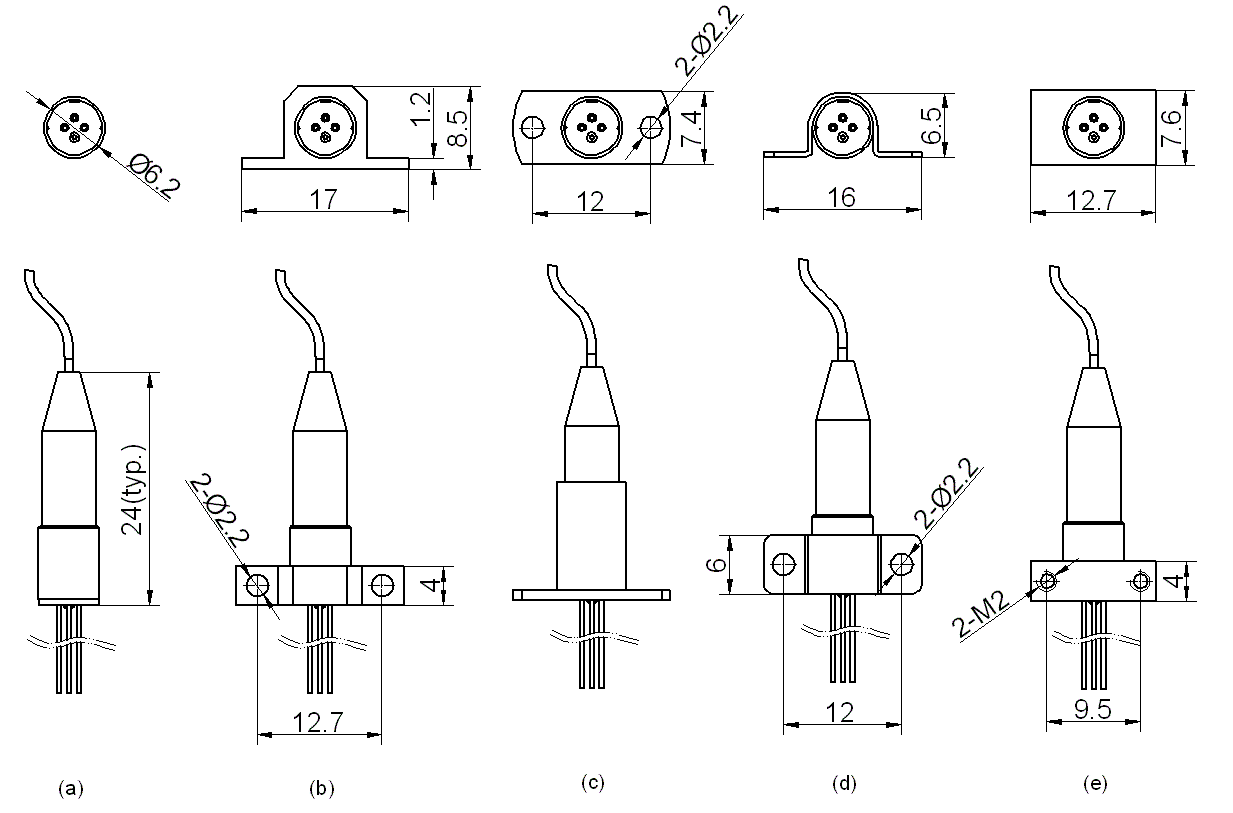 InGaAs 引腳式尾纖模塊封裝圖 - 科毅光通信